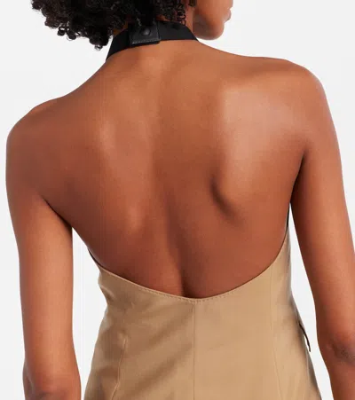 Max Mara Maxmara Mxsnuraghe Sleeveless Jacket In Wool And Silk Poplin In Brown