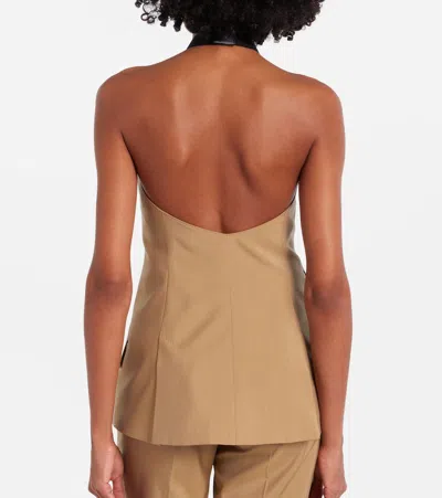 Max Mara Maxmara Mxsnuraghe Sleeveless Jacket In Wool And Silk Poplin In Brown