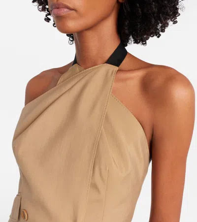 Max Mara Maxmara Mxsnuraghe Sleeveless Jacket In Wool And Silk Poplin In Brown