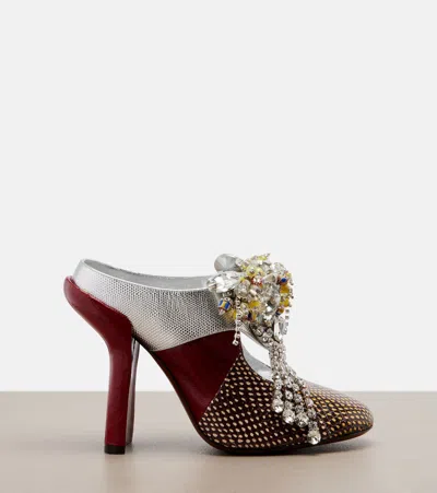 Dries Van Noten Patchwork Leather Mules With Decoration In Burgundy