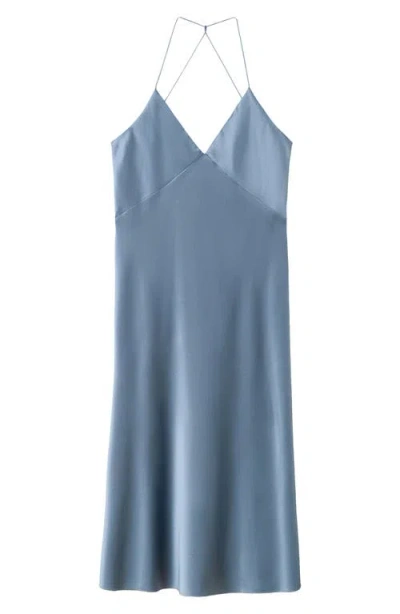 Mango Stretch Silk Nightgown In Blue