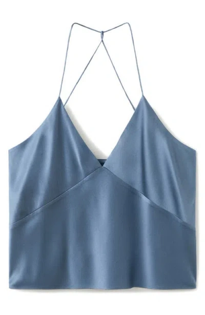 Mango Stretch Silk Camisole In Blue