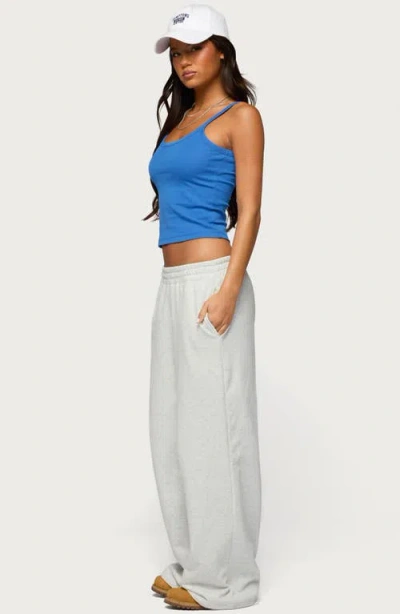 Edikted Basic Babe Stretch Cotton Crop Camisole In Blue