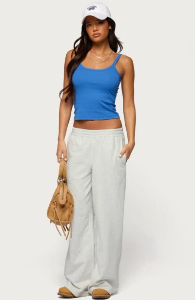 Edikted Basic Babe Stretch Cotton Crop Camisole In Blue