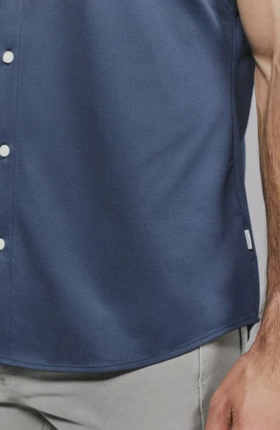 7 Diamonds Owen Solid Short Sleeve Performance Button-up Shirt In Blue