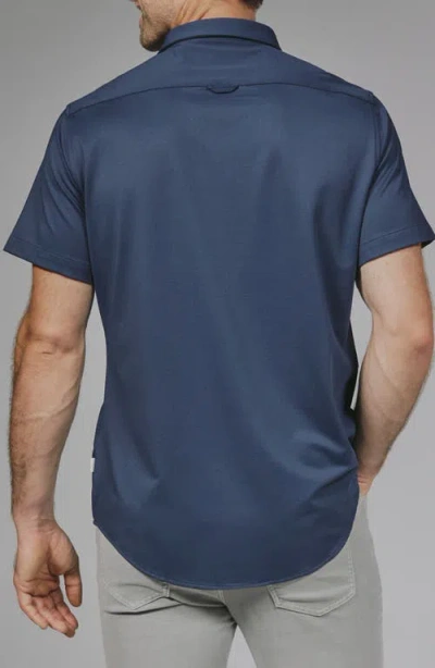 7 Diamonds Owen Solid Short Sleeve Performance Button-up Shirt In Blue