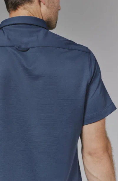7 Diamonds Owen Solid Short Sleeve Performance Button-up Shirt In Blue