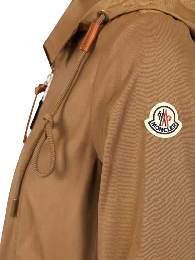 Moncler Womens Open Beige Adenium Hooded Shell-panelled Jacket In Brown