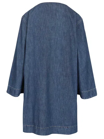 Valentino Vlogo Signature Denim Dress Three Quarter Sleeves In Blue