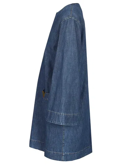 Valentino Vlogo Signature Denim Dress Three Quarter Sleeves In Blue