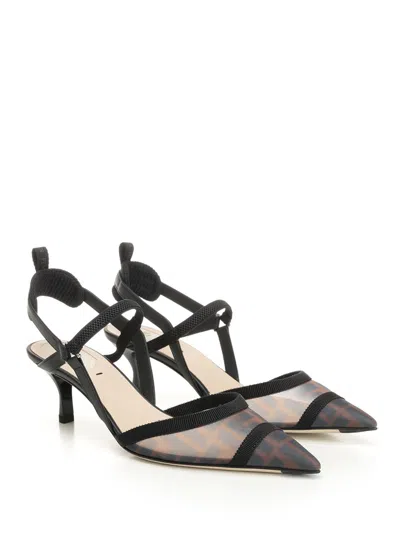 Fendi Colibri Ff Mesh Slingback Kitten-heel Pumps