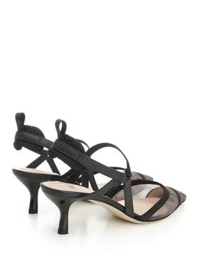 Fendi Colibri Ff Mesh Slingback Kitten-heel Pumps