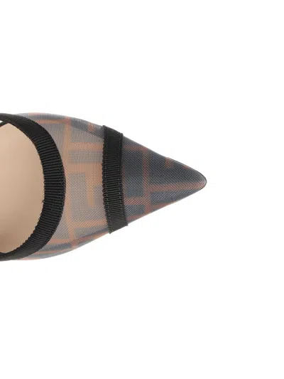 Fendi Colibri Ff Mesh Slingback Kitten-heel Pumps