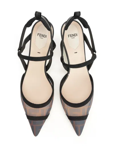 Fendi Colibri Ff Mesh Slingback Kitten-heel Pumps
