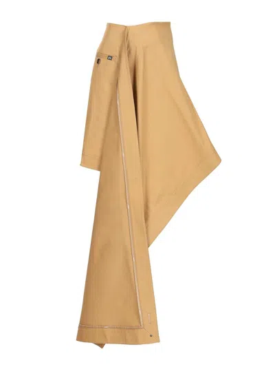 Loewe Womens Beige Draped-side Asymmetric-hem Cotton-blend Mini Skirt In Multi