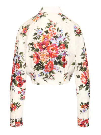 Dolce & Gabbana Cotton Shirt With A Bouquet Of Flowers Print Shirts White In Multi