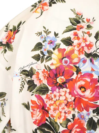 Dolce & Gabbana Cotton Shirt With A Bouquet Of Flowers Print Shirts White In Multi