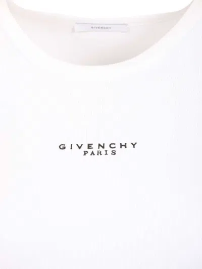 Givenchy White Sleeveless Top With Logo Lettering On The Front In Cotton Stretch Woman In White