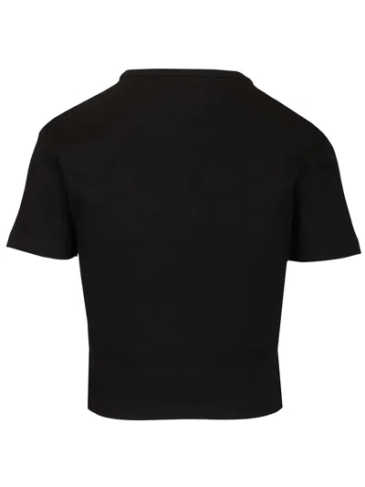 Fendi Women T-shirt A Coste Cropped Con Dettaglio Logo In Cotone Stretch Nero Donna In Black