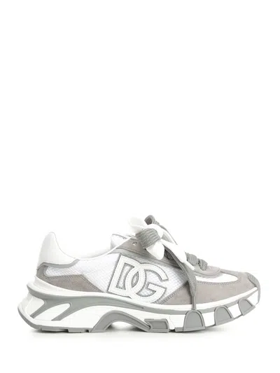 Dolce & Gabbana Dg Country Road Sneaker In Leather And Fabric In Multi