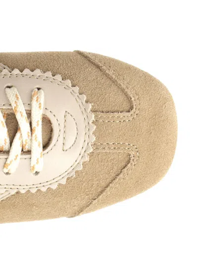 Dries Van Noten Women Beige Low-top Sneakers With Two-tone Lace-up In Suede Woman In White