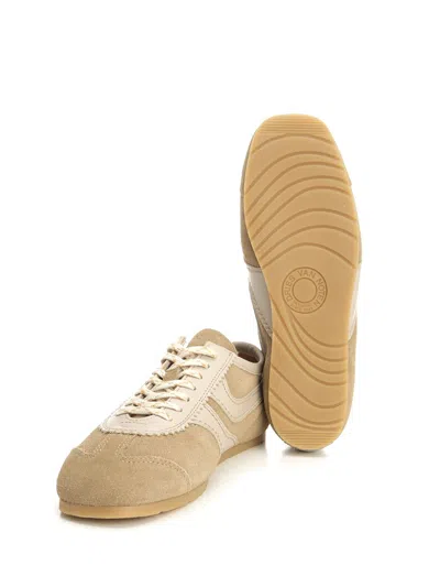 Dries Van Noten Women Beige Low-top Sneakers With Two-tone Lace-up In Suede Woman In White