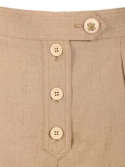 Valentino Tailored Shorts Linen Blend Pleated Design In Neutral