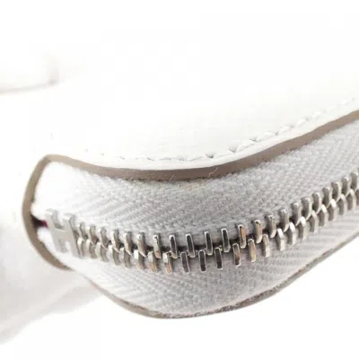 Pre-owned Hermes Ruby White Epsom Leather Silk Wallet (bi-fold) ()