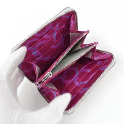 Pre-owned Hermes Ruby White Epsom Leather Silk Wallet (bi-fold) ()