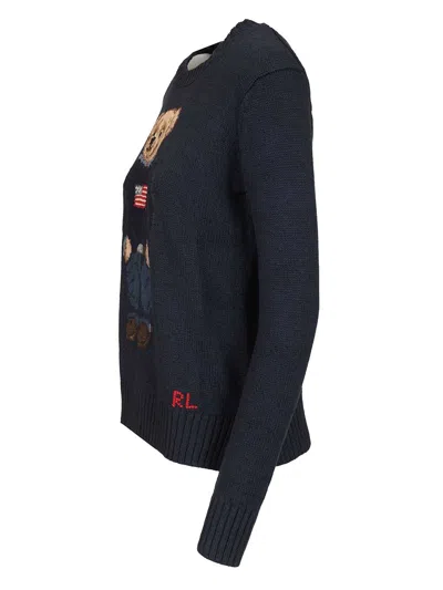 Polo Ralph Lauren Polo Bear Intarsia Cotton And Linen Sweater In Blue