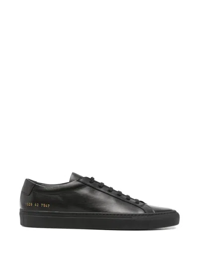 Common Projects Round Toe Low Top Sneakers With Flat Sole In Black