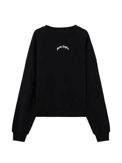 Palm Angels Men Black Back Curved Logo Sweatshirt, L Luxury Sweatshirts & Hoodies For Men Darveys