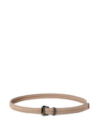 Brunello Cucinelli Braided Belt With Monili In Brown