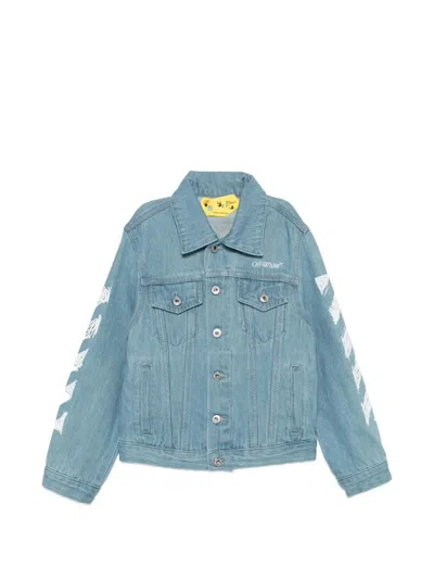 Off-white Printed Denim Jacket In Blue