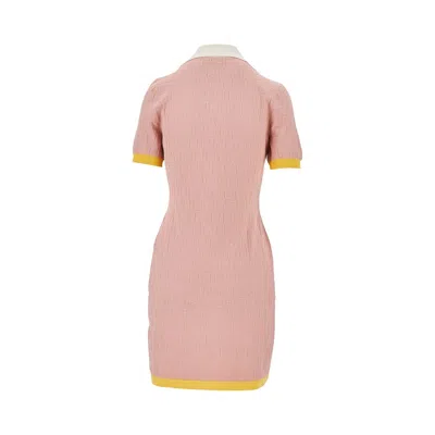 Fendi Women Cotton And Silk Blend Short Dress With All-over Ff Motif In Pink