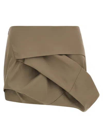 Entire Studios Structured Draped Mini Skirt In Nude