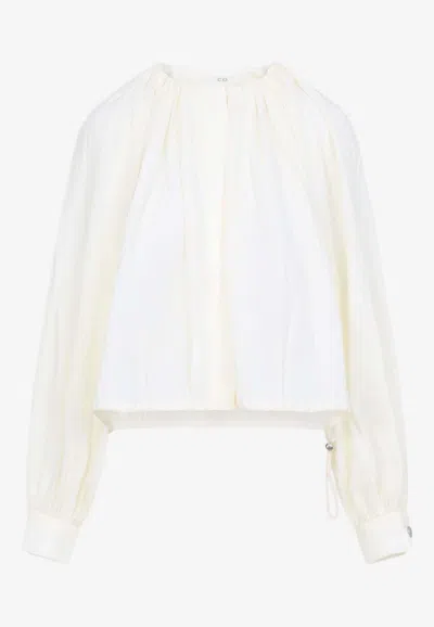Co Drawstring Gathered Blouse In White