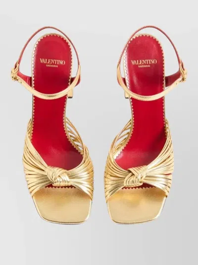 Valentino 90mm Vlogo Anne Metallic Leather Block-heel Sandals In Multi