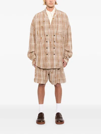 Ziggy Chen Plaid Jacket In Neutral