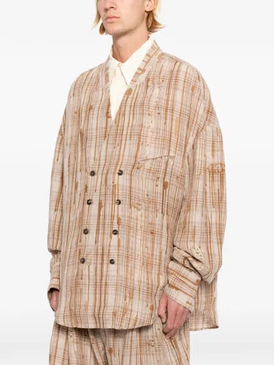 Ziggy Chen Plaid Jacket In Neutral