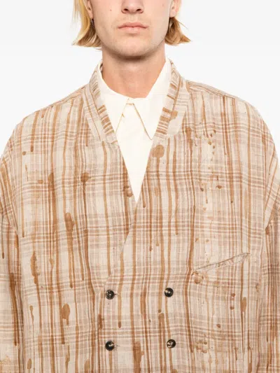 Ziggy Chen Plaid Jacket In Neutral