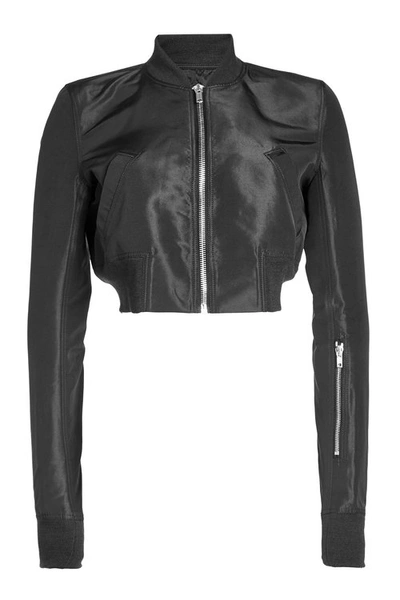 Rick Owens Cropped Jacket With Silk In Black
