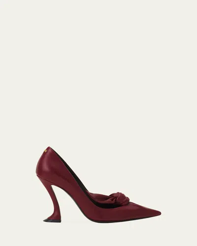 Lanvin Midnight Step Leather Bow Pump In Red