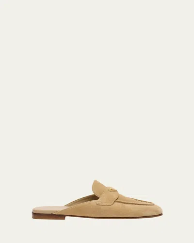 Prada Triangle Logo Suede Loafer Mules In Multi