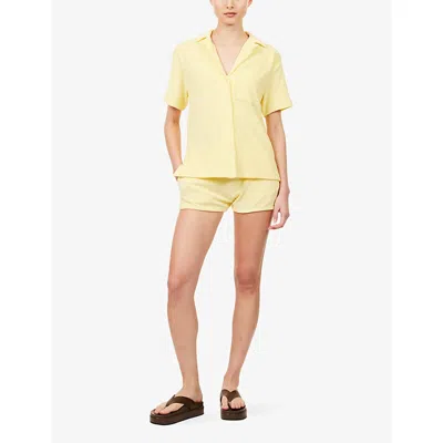Hunza G Womens Butter Cuban Short-sleeve Terry Toweling Shirt In Yellow