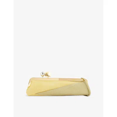 Jacquemus Salon Mais Suede And Patent-leather Clutch In Yellow
