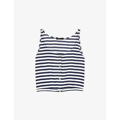 Maje Striped-pattern Button-fastening Top In Blue