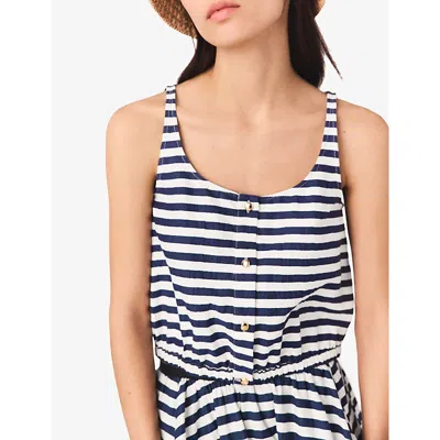 Maje Striped-pattern Button-fastening Top In Blue
