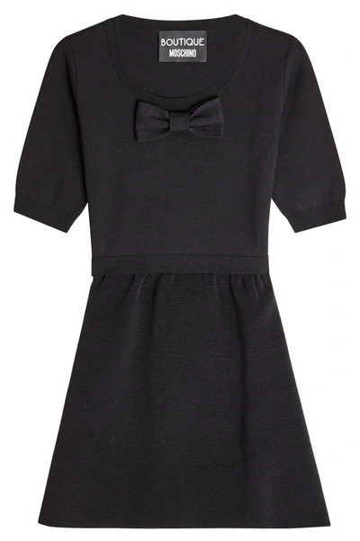 Boutique Moschino Knit Dress With Virgin Wool And Cotton In Black