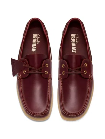 Clarks Godney Boat Shoe In Brown In Burgundy
